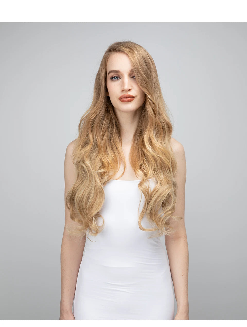 Synthetic No Clip Wave Hair Extensions Ombre Natural Black Blonde Pink One Piece False Hairpiece Fish Line Fake Hair Piece
